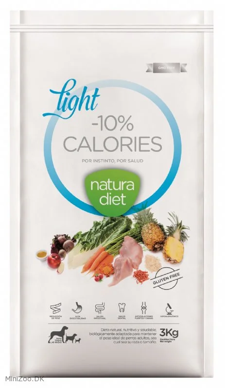 Natura Diet Light -10% kalorier hundefoder 3 kg - tørfoder til steriliserede hunde